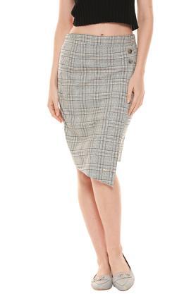 womens checked formal skirt - yellow