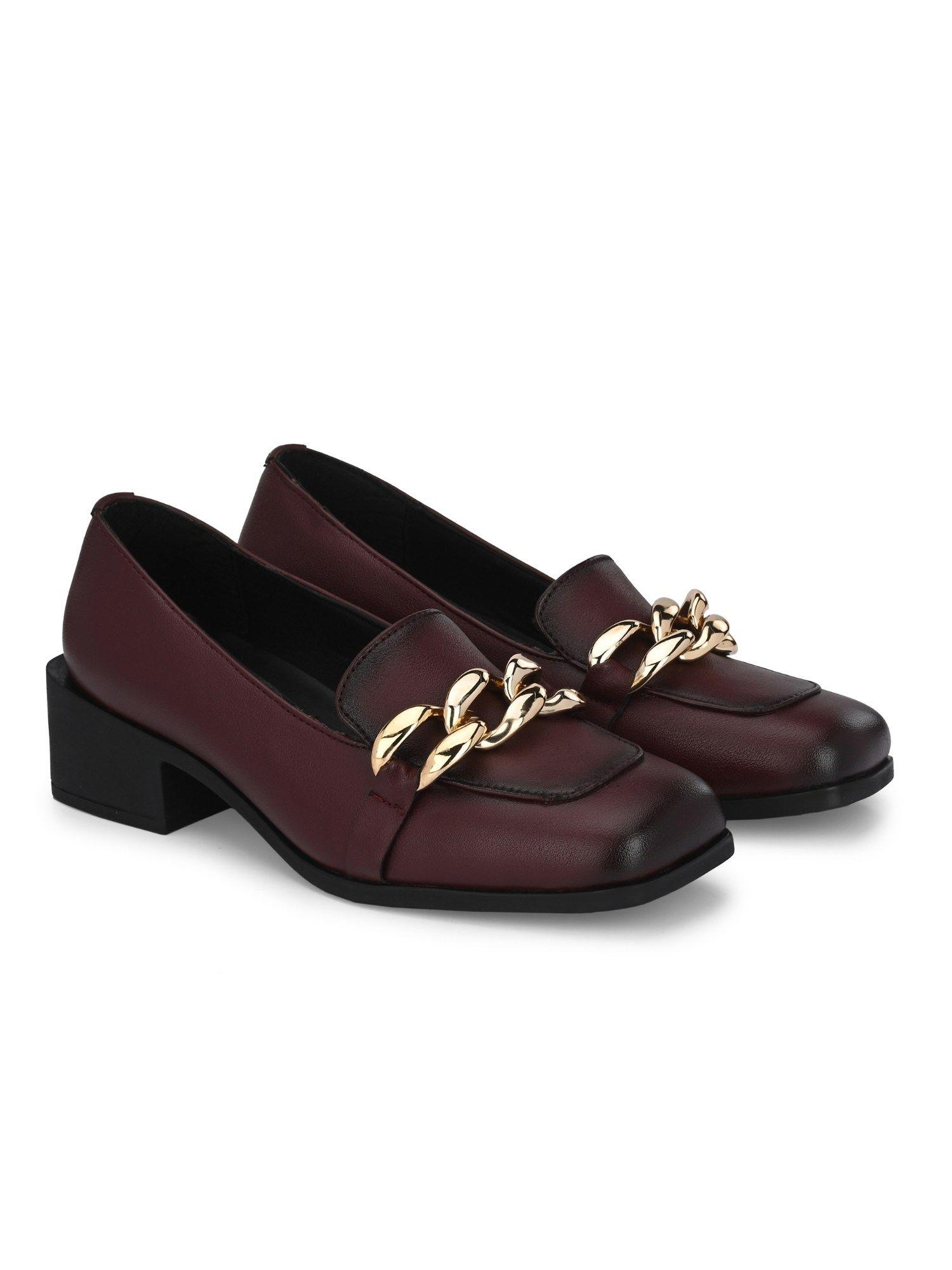 womens cherry burgundy solid loafers