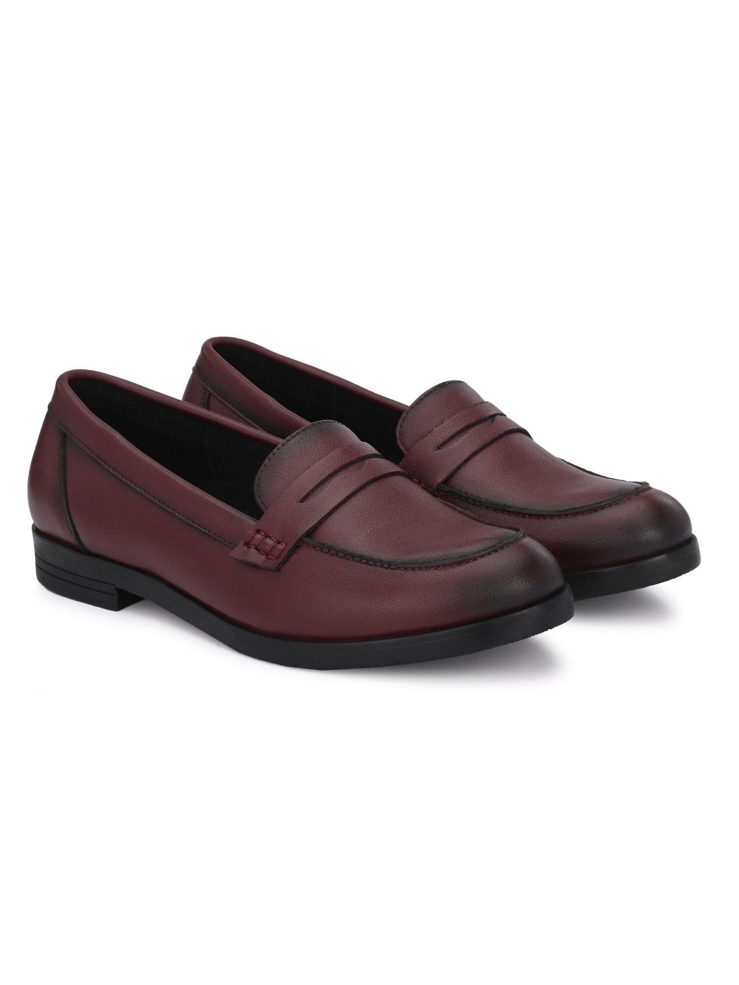 womens cherry burgundy solid loafers