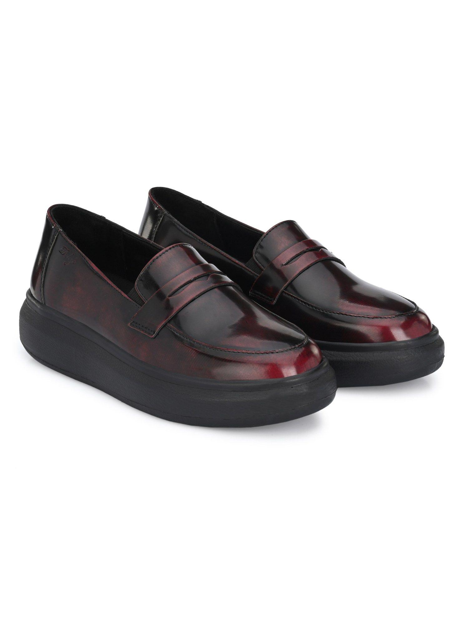 womens cherry burgundy solid loafers