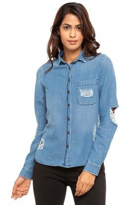 womens collared assorted shirt - indigo