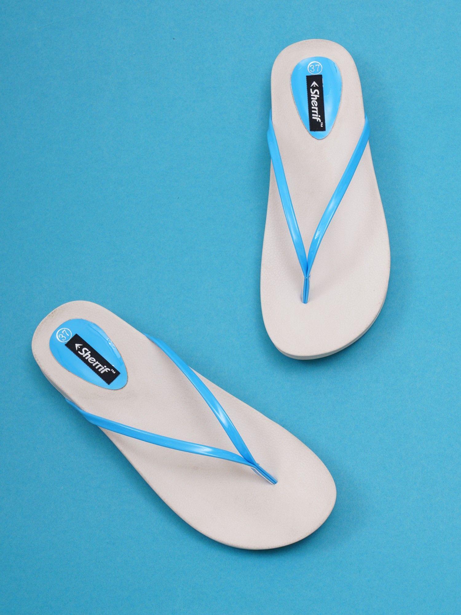 womens comfortable blue flipflop