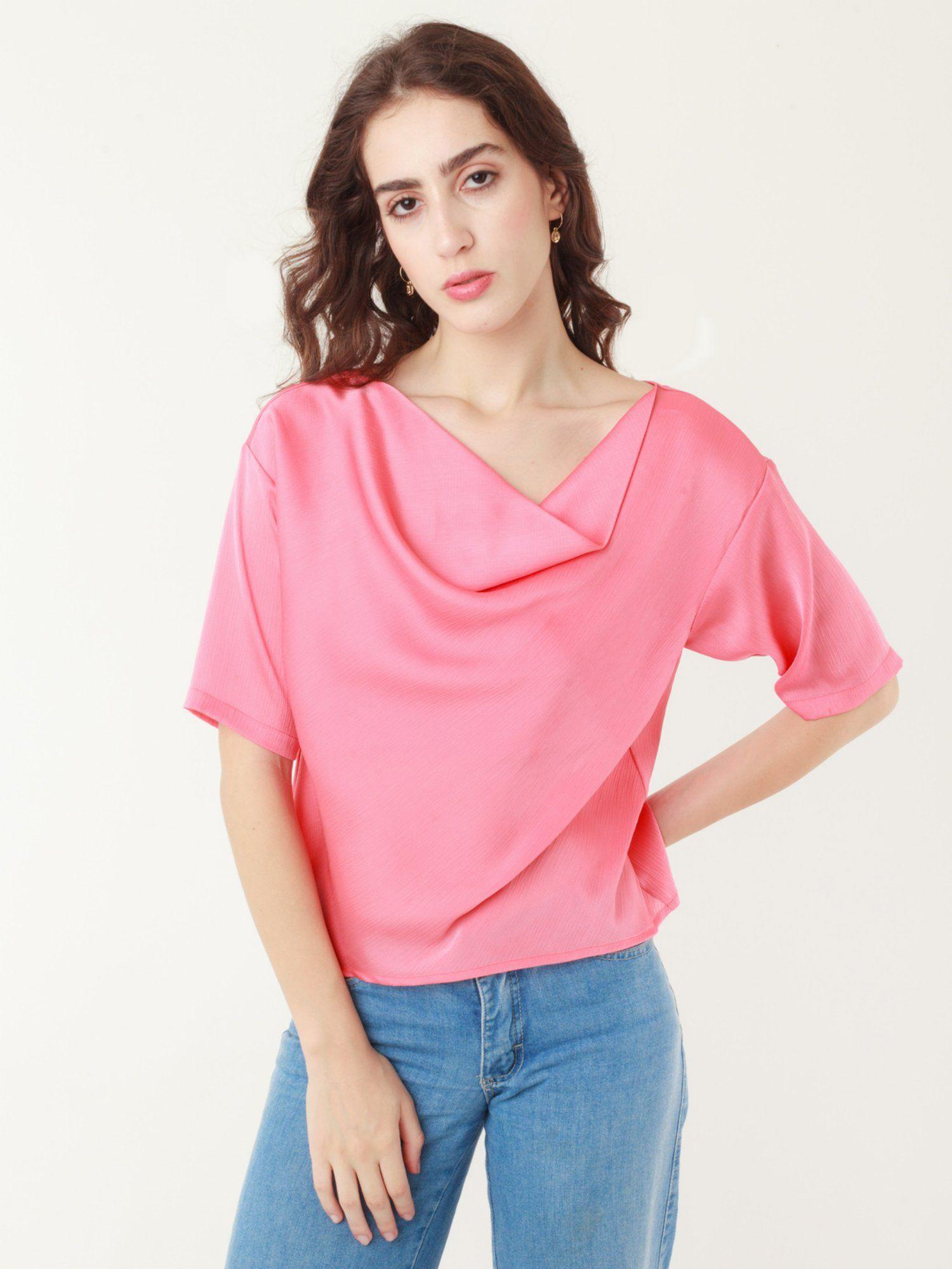 womens coral solid top