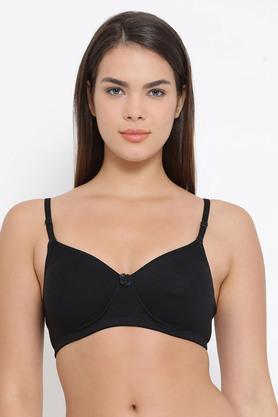 womens cotton padded non-wired multiway t-shirt bra - black