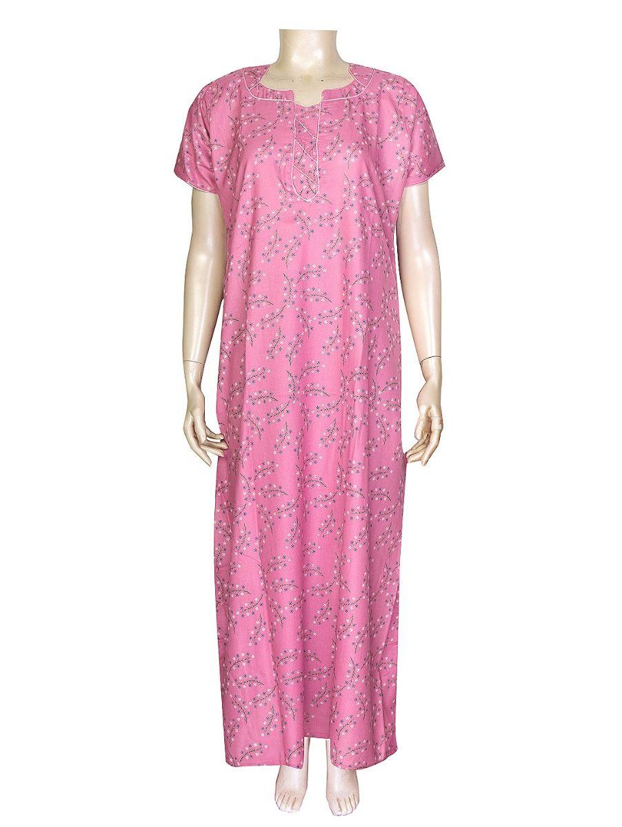 womens cotton pink color nighty - ekm - pee1930771