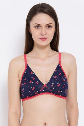 womens cotton rich non-padded non-wired cherry print bra - multi