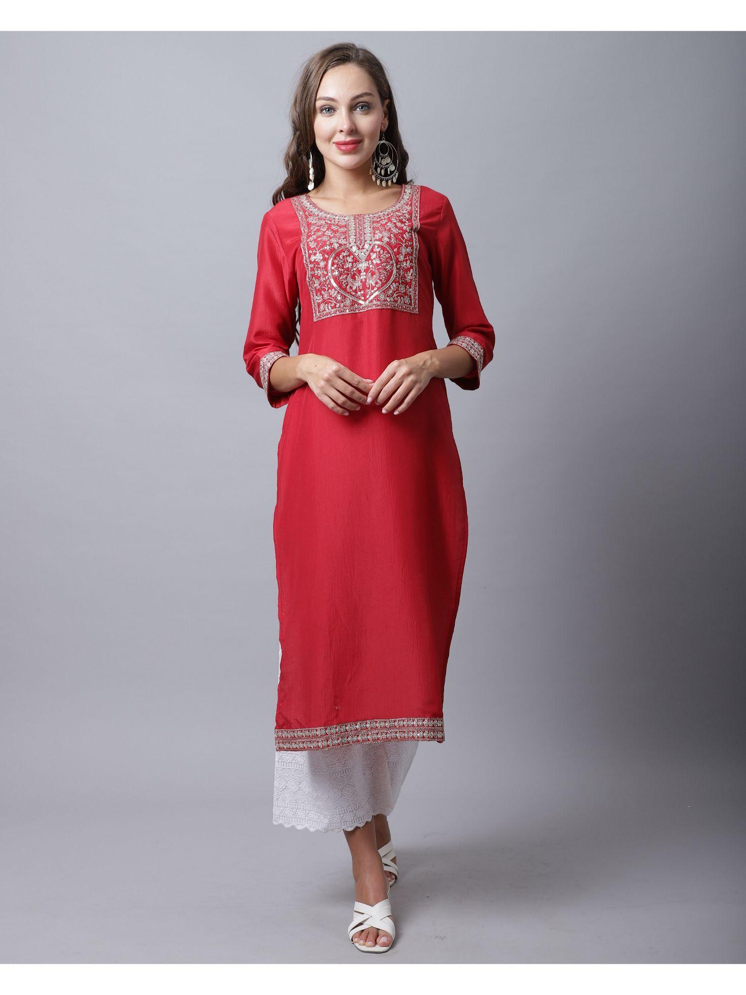 womens cotton silk heavy embroidery kurti