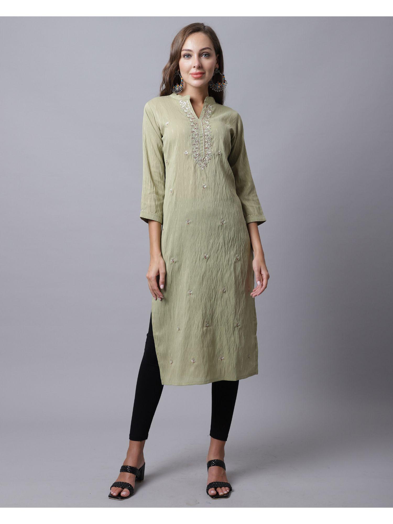 womens cotton silk heavy embroidery kurti