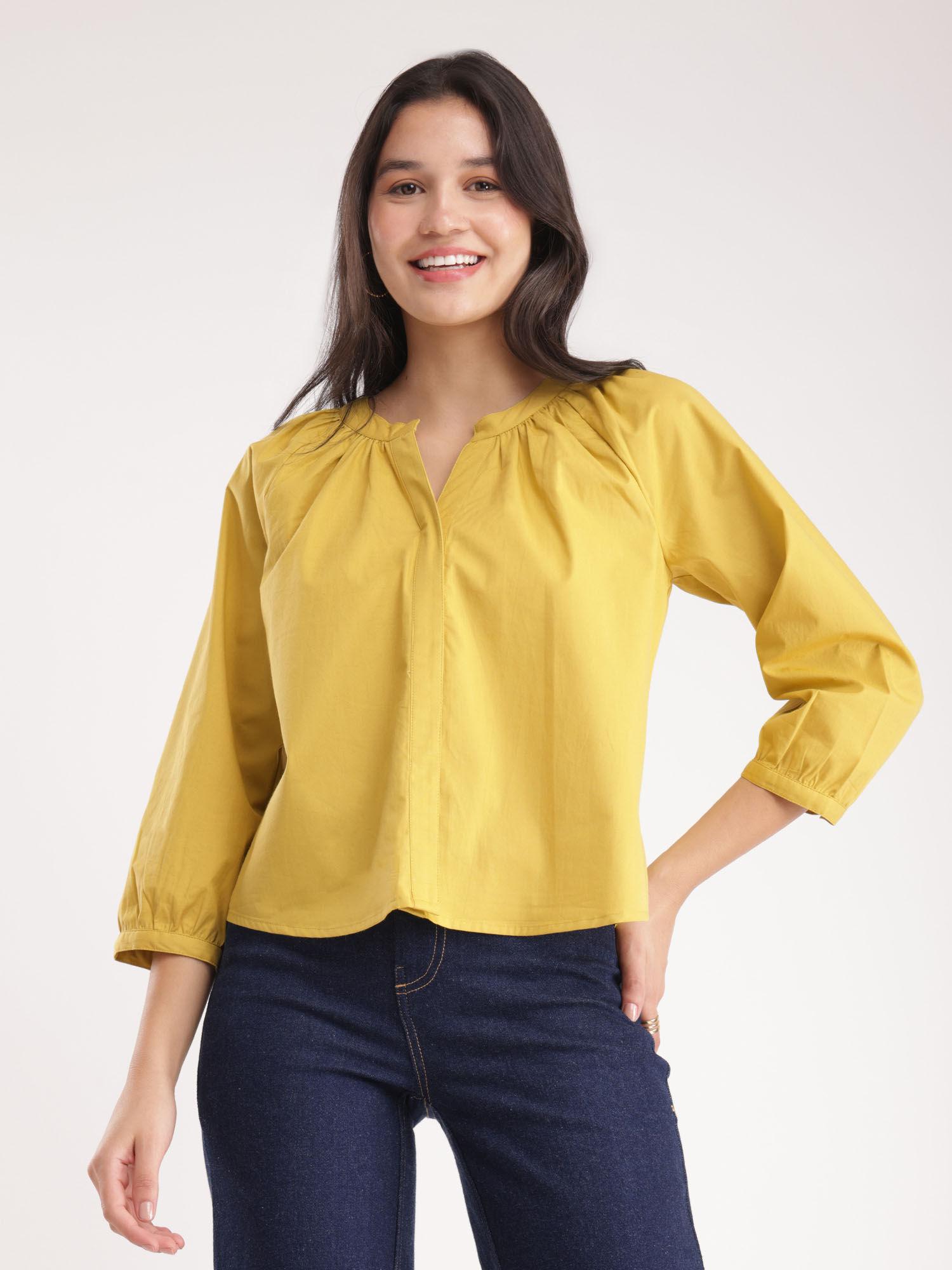 womens cotton top acid yellow