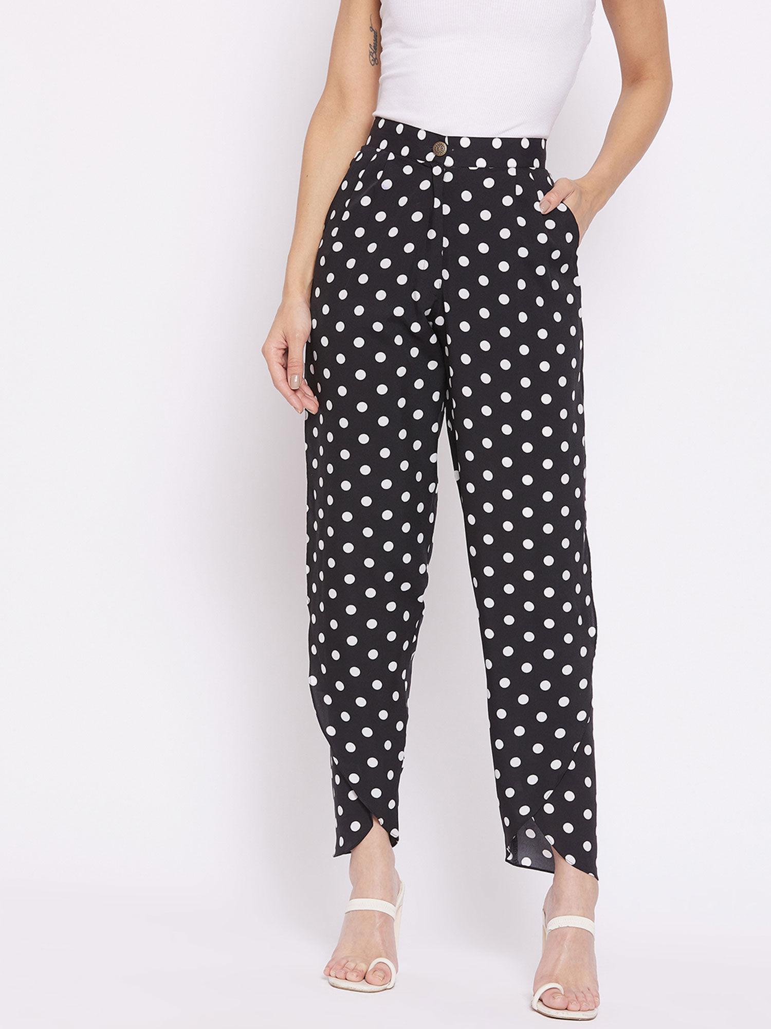 womens crepe polka dot ankle length harem pants