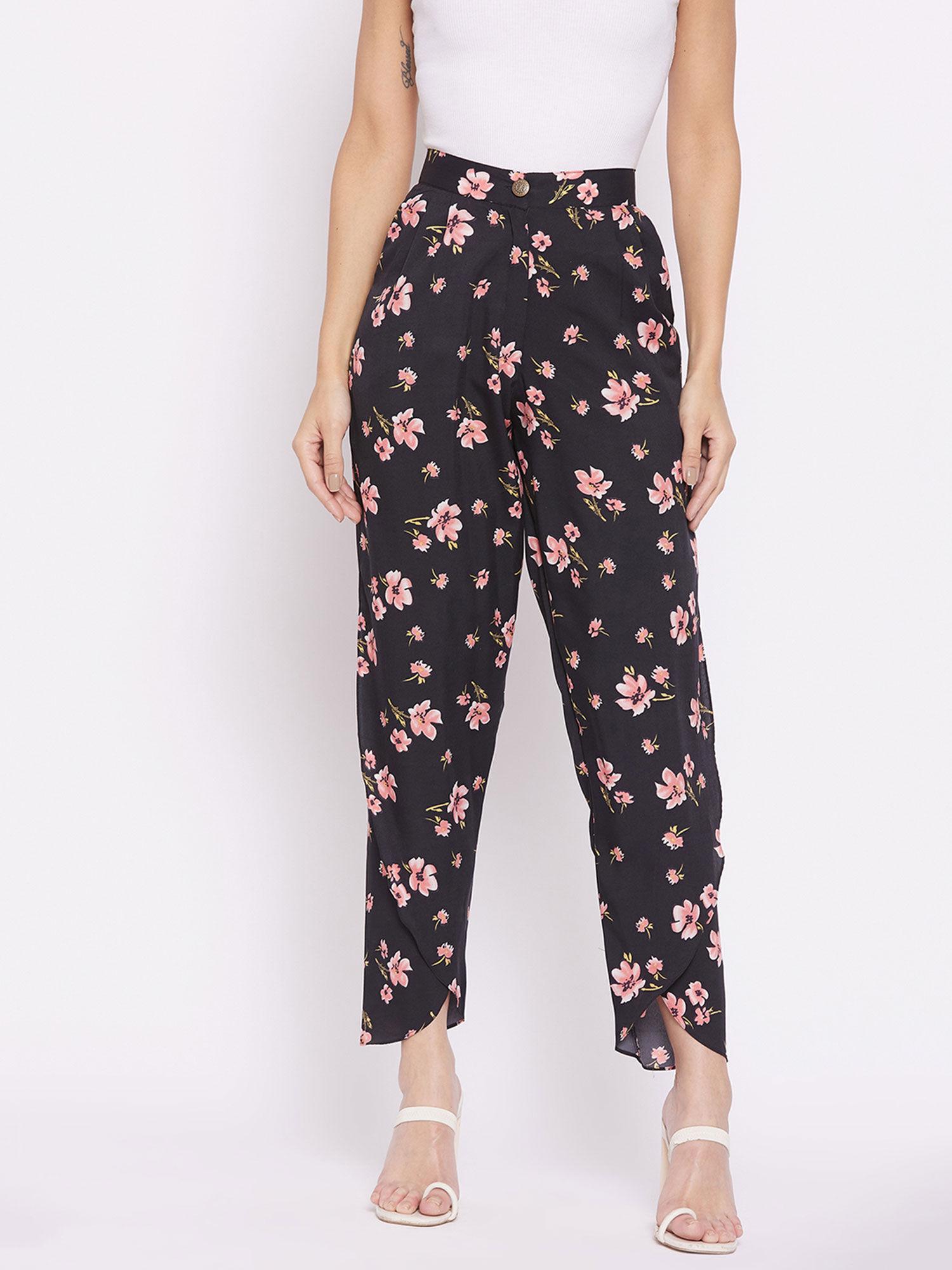 womens crepe printed ankle length harem pants