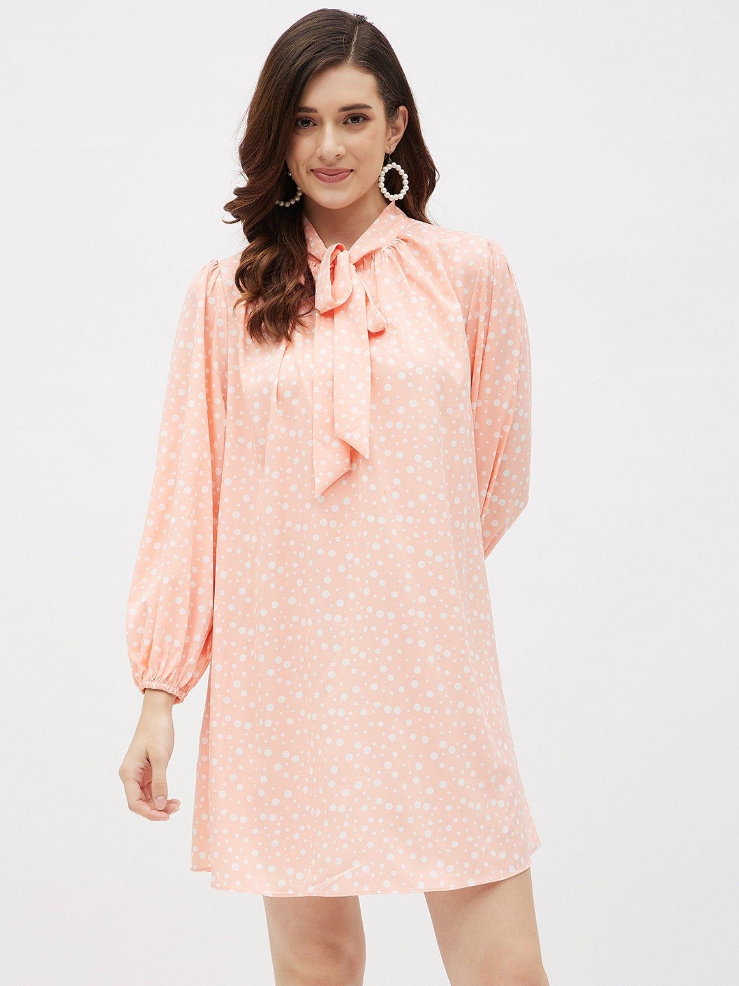 womens crepe printed tie knot dress