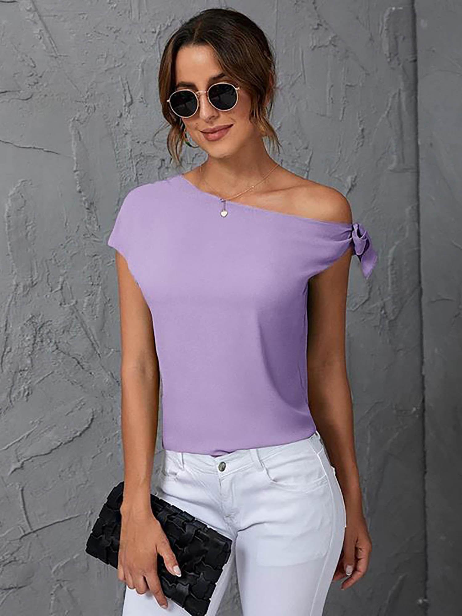 womens crepe solid top