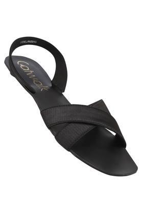 womens criss cross sandals - black