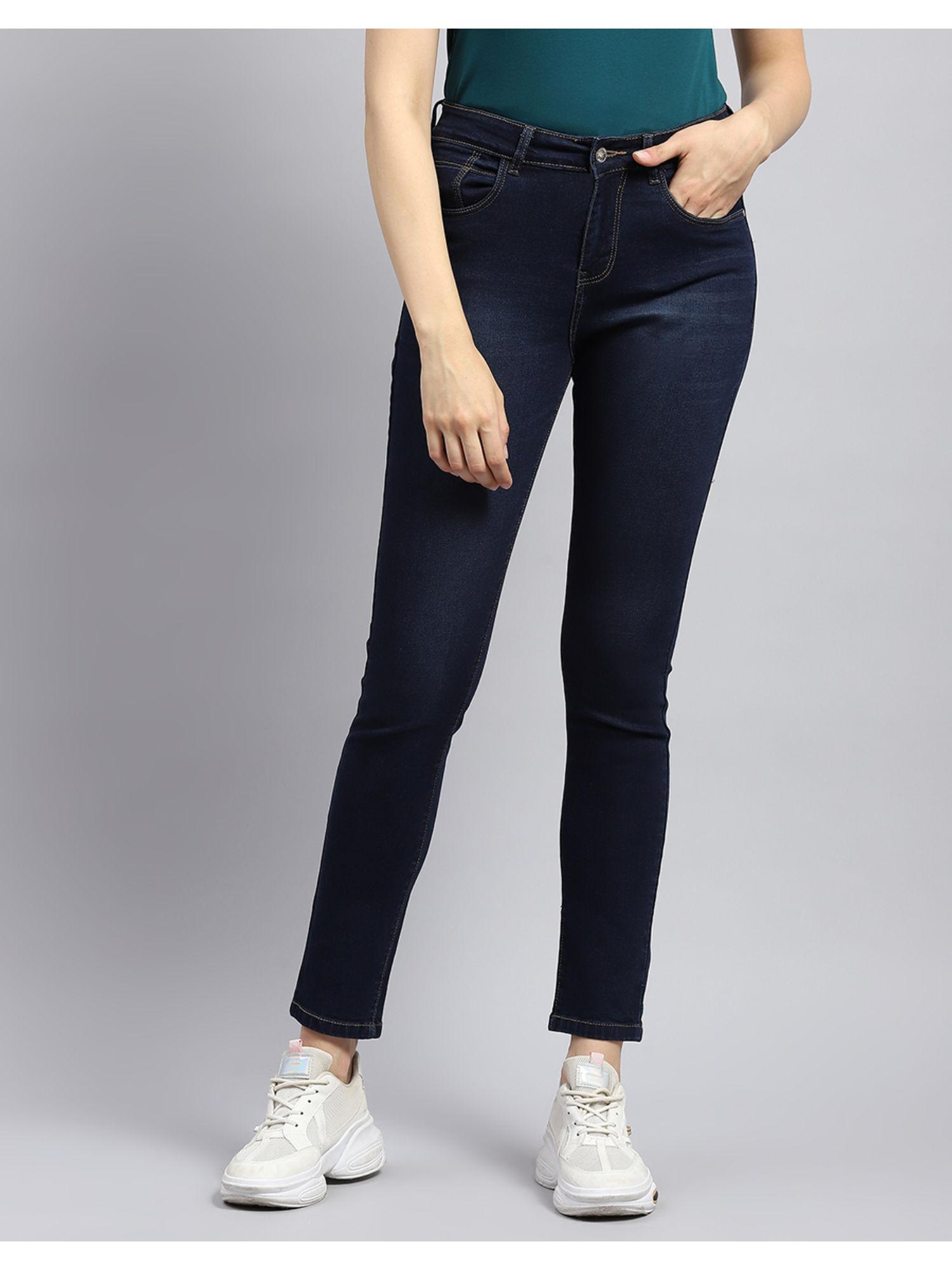 womens dark blue light wash slim fit denim jeans