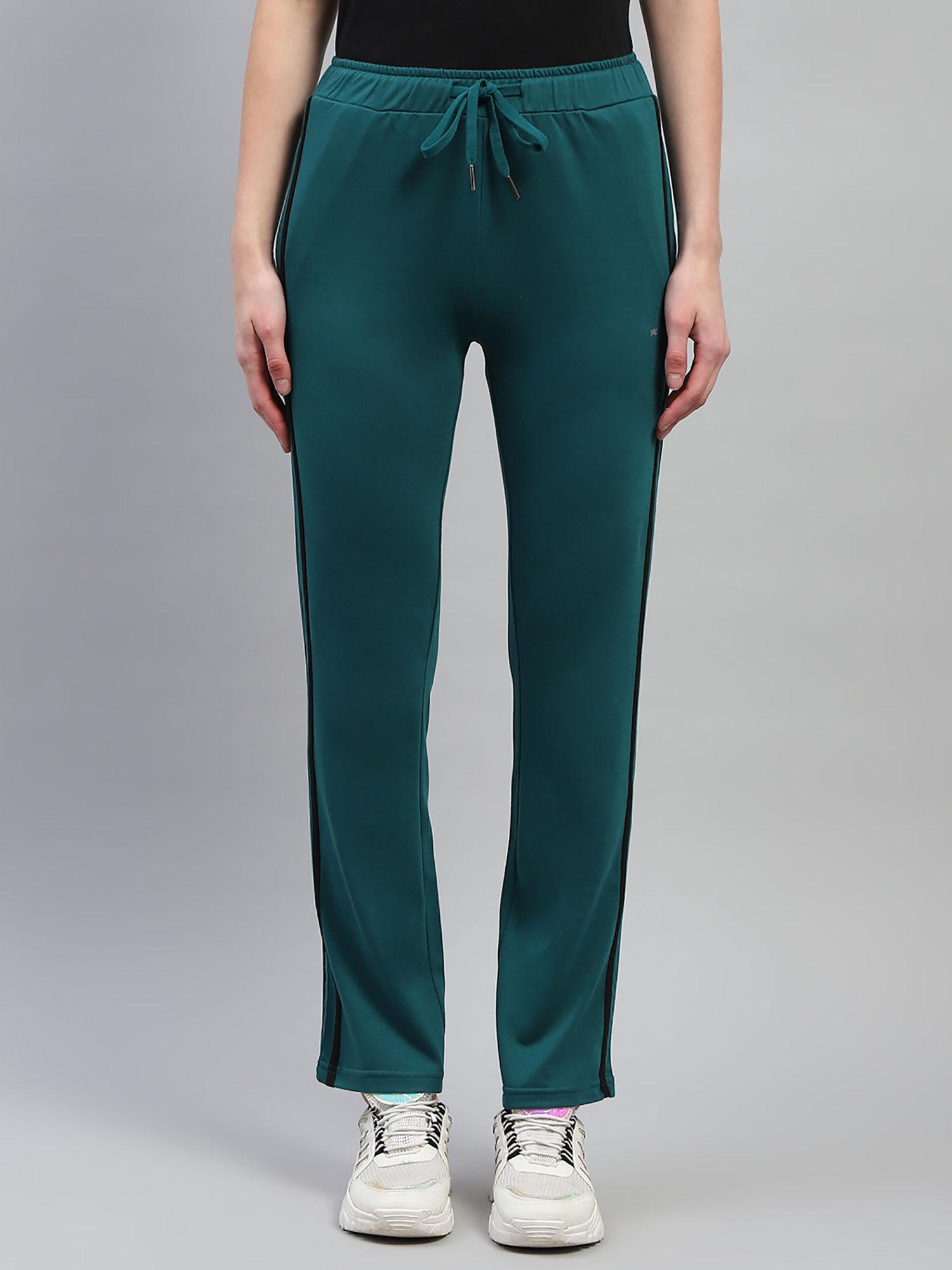 womens dark green solid regular fit lower trousers