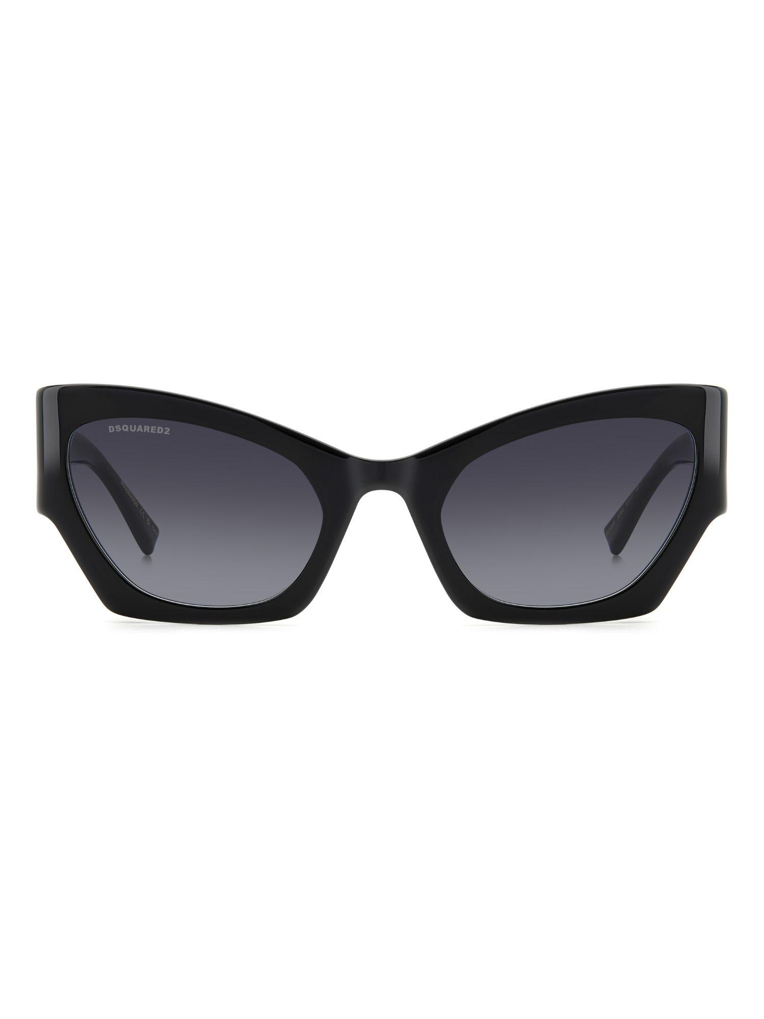 womens dark grey shaded lens black cat eye sunglasses with 100% uv protection (55)