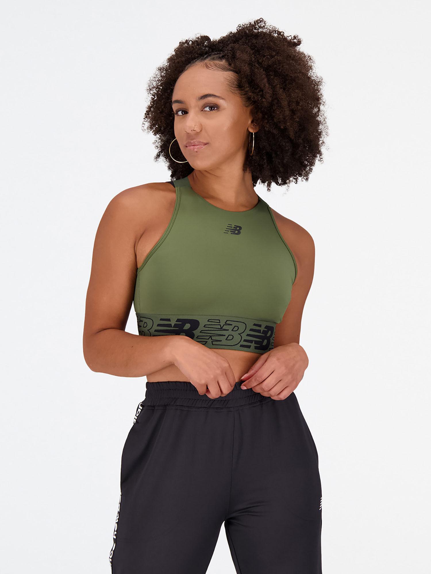 womens deep olive sports bra (wb31175)