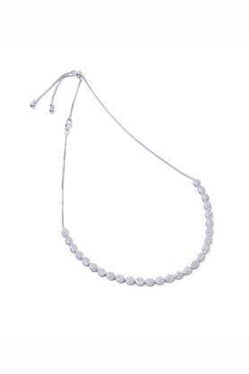 womens dew drop motif cubic zirconia studded necklace - multi