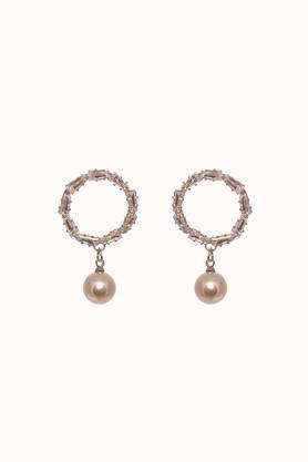 womens diamond & pearl love earrings 2141