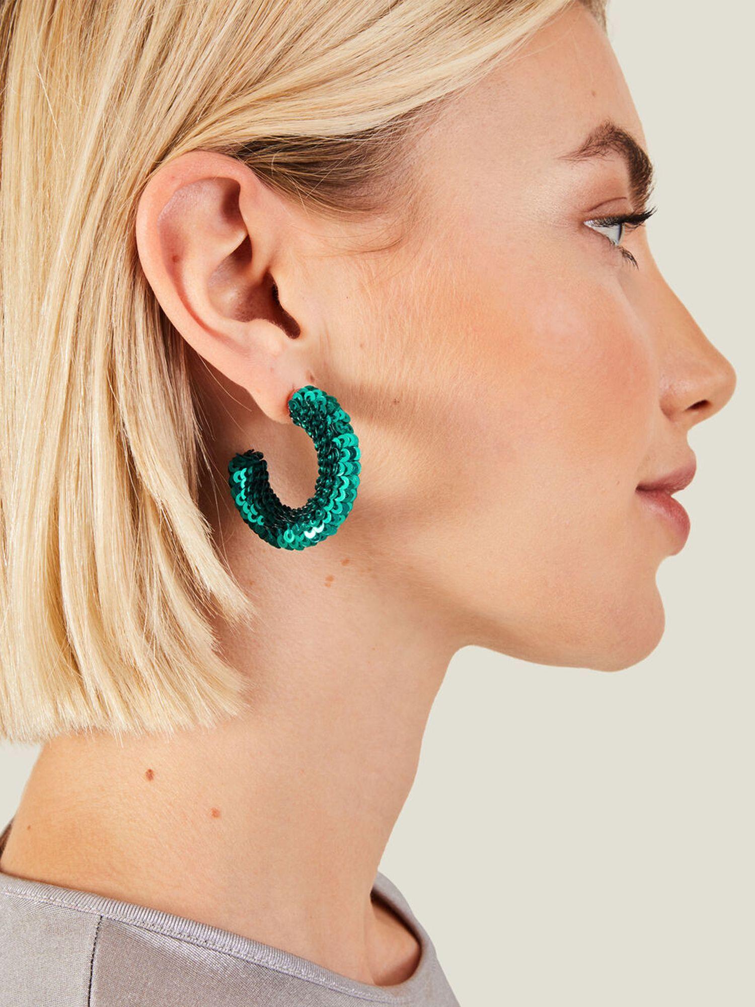 womens disco sequin hoop earrings