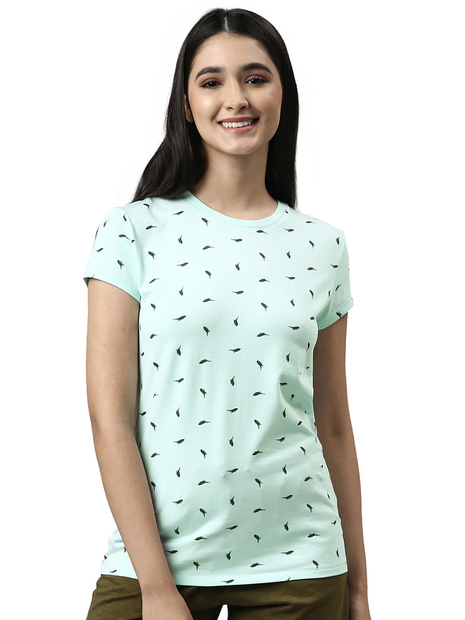 womens e247-short sleeve crew neck slim fit stretch cotton lounge tshirt-soft aqua