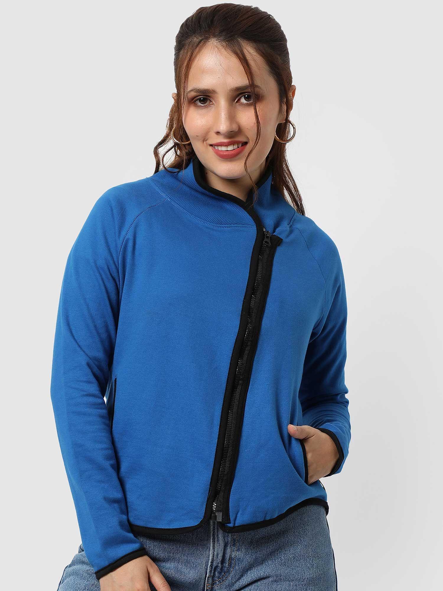 womens electric blue cotton jacket