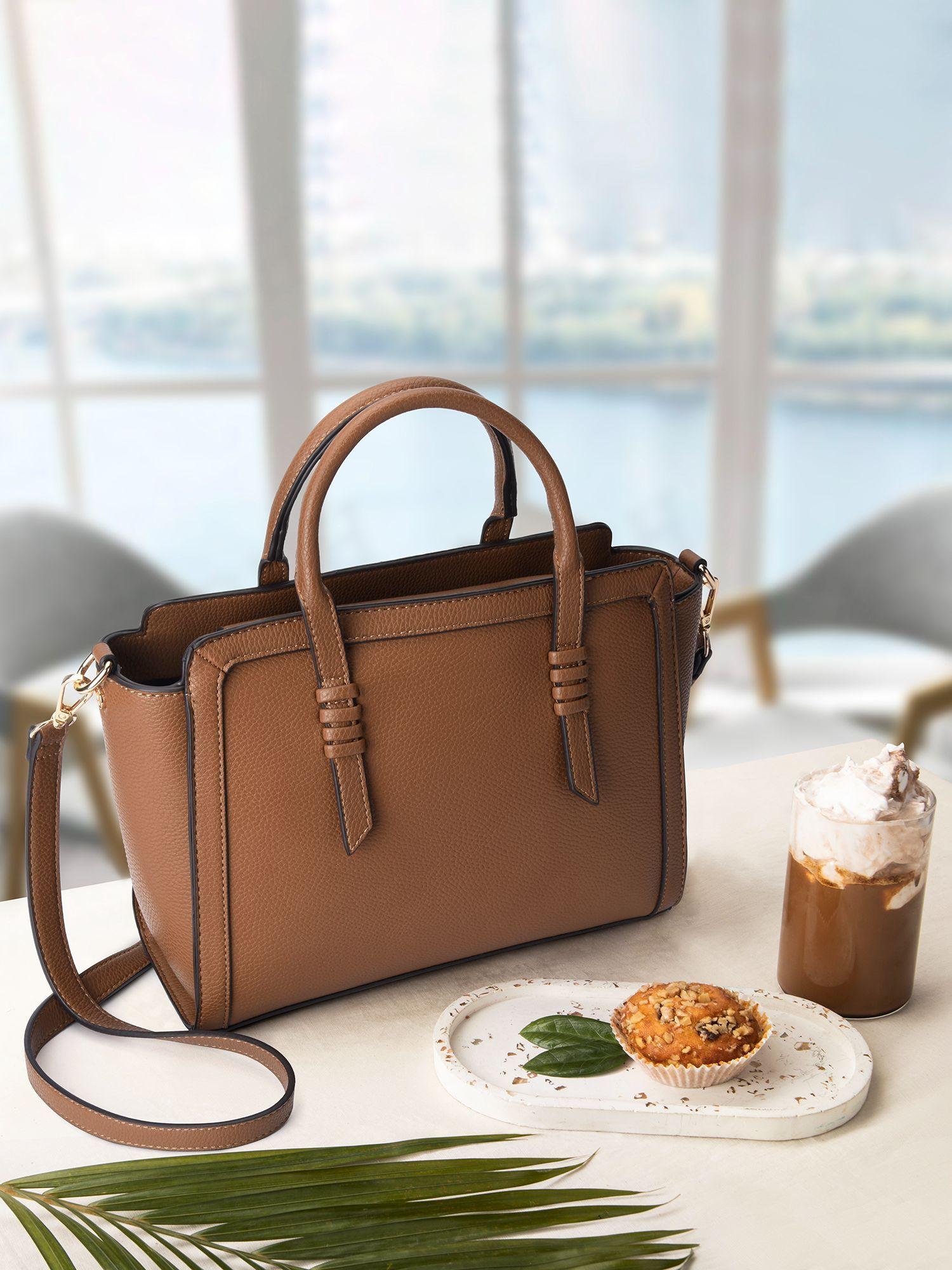 womens faux leather artisan handheld satchel bag
