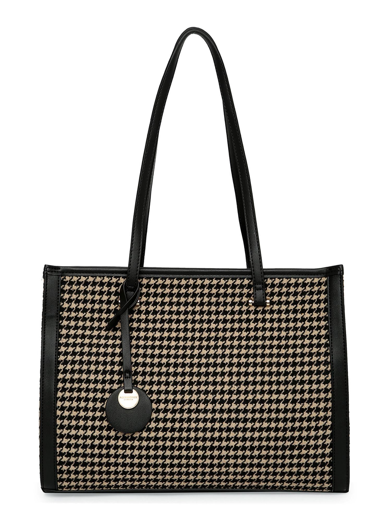 womens faux leather black & white rosie book tote