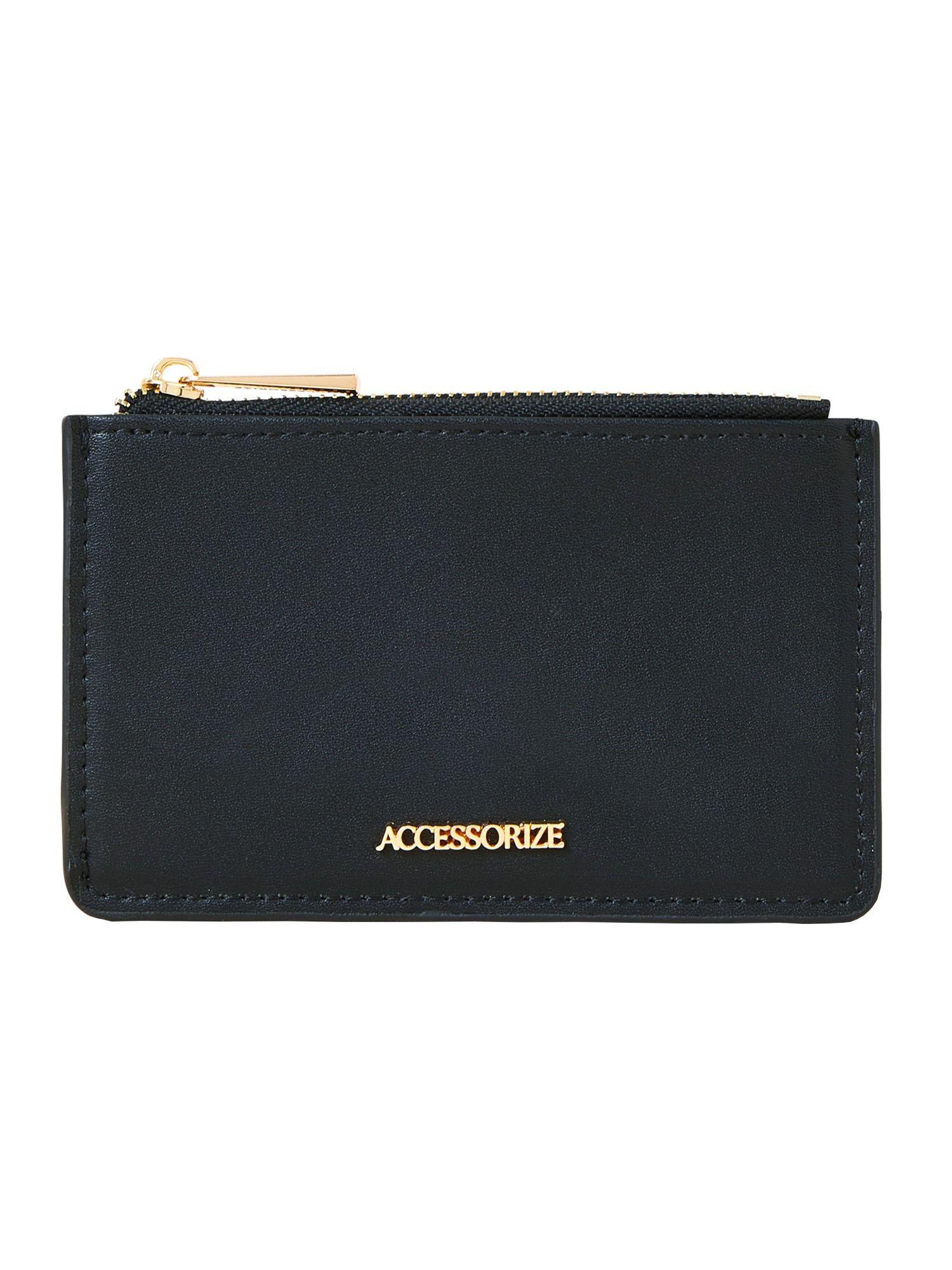 womens faux leather black classic card holder