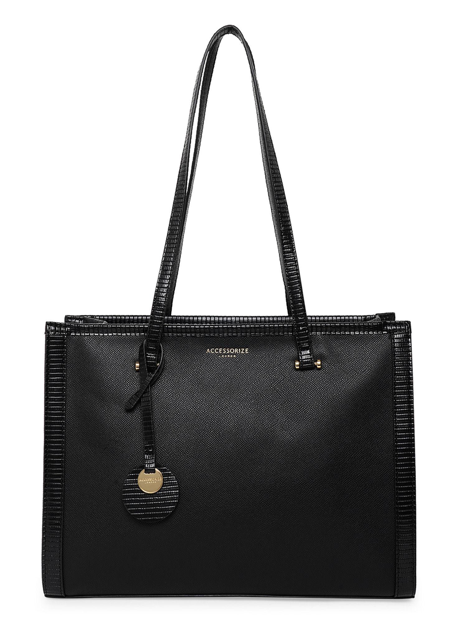 womens faux leather black rosie book tote