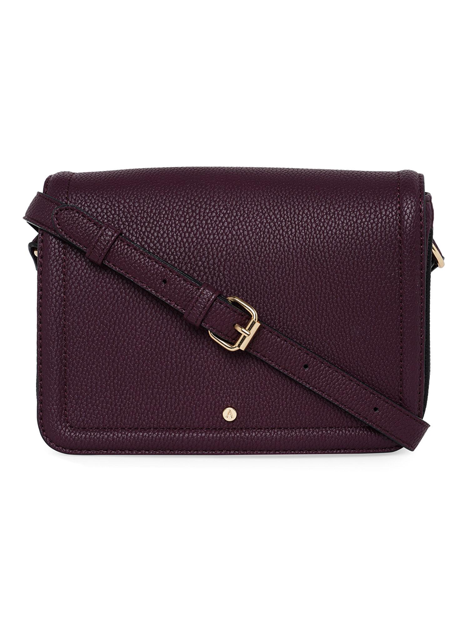 womens faux leather wine tara compartment sling bag