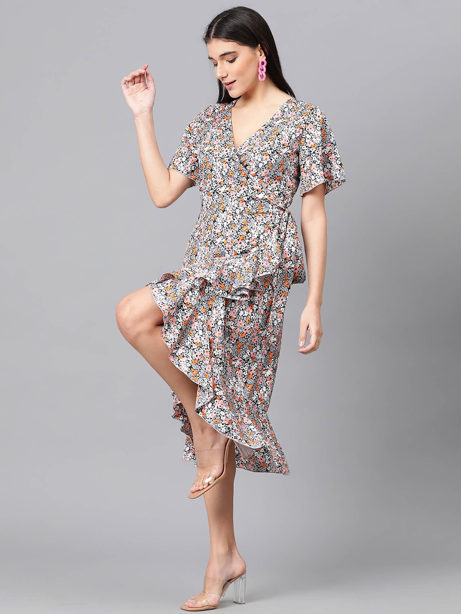 womens fit and flare multi-color dress