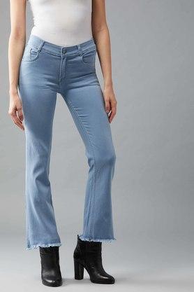 womens flared reflect glow bootcut denim pants light blue - light blue