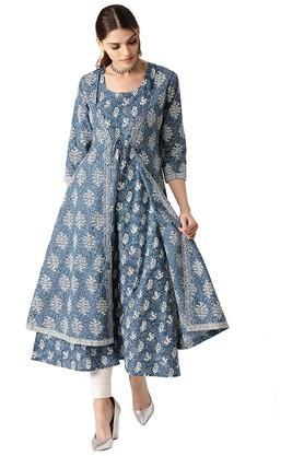 womens floral kurta - blue