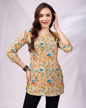 womens floral print tunic top