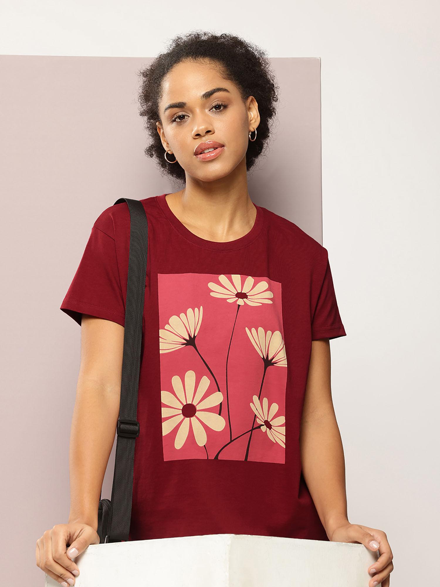 womens floral regular t-shirt