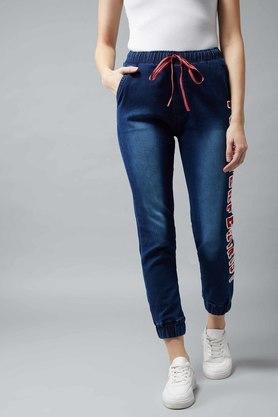 womens forever feminist denim joggers - navy