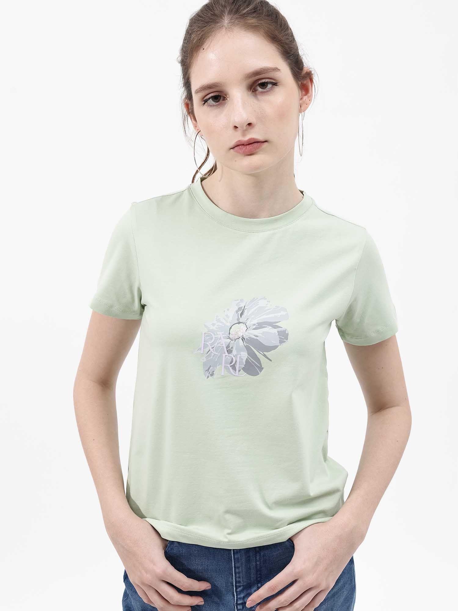 womens fringe pastel green t-shirt