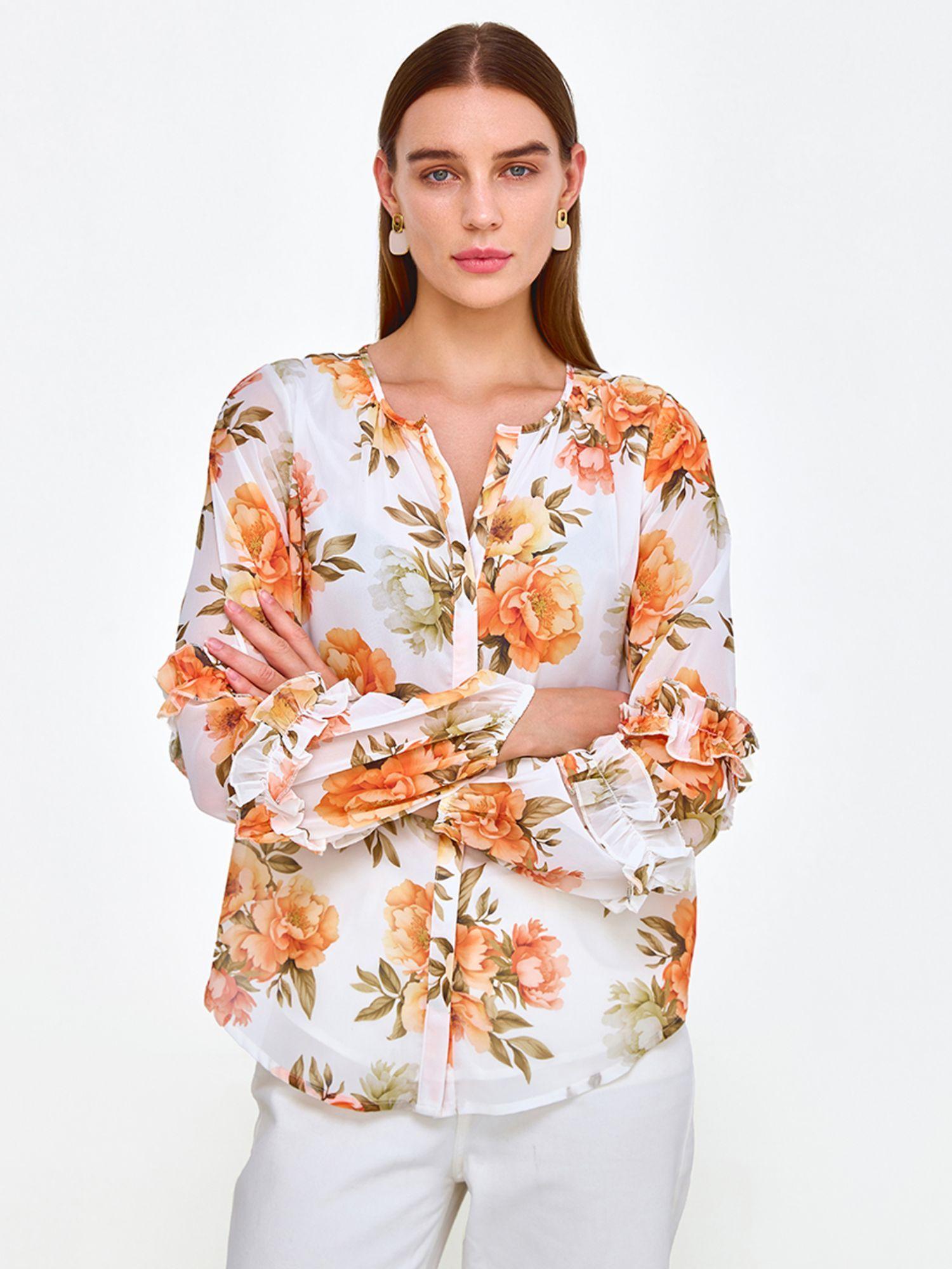 womens garden party floral top