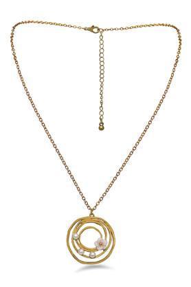 womens geometric floral motif gold plated necklace