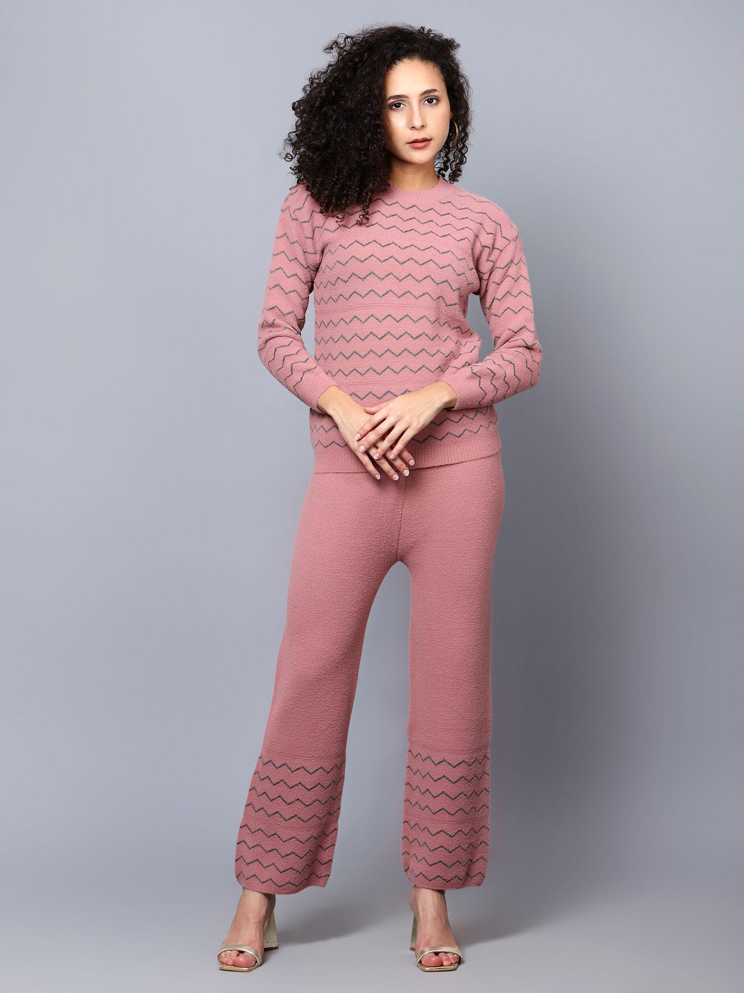 womens geometric woollen co-ord (set of 2)