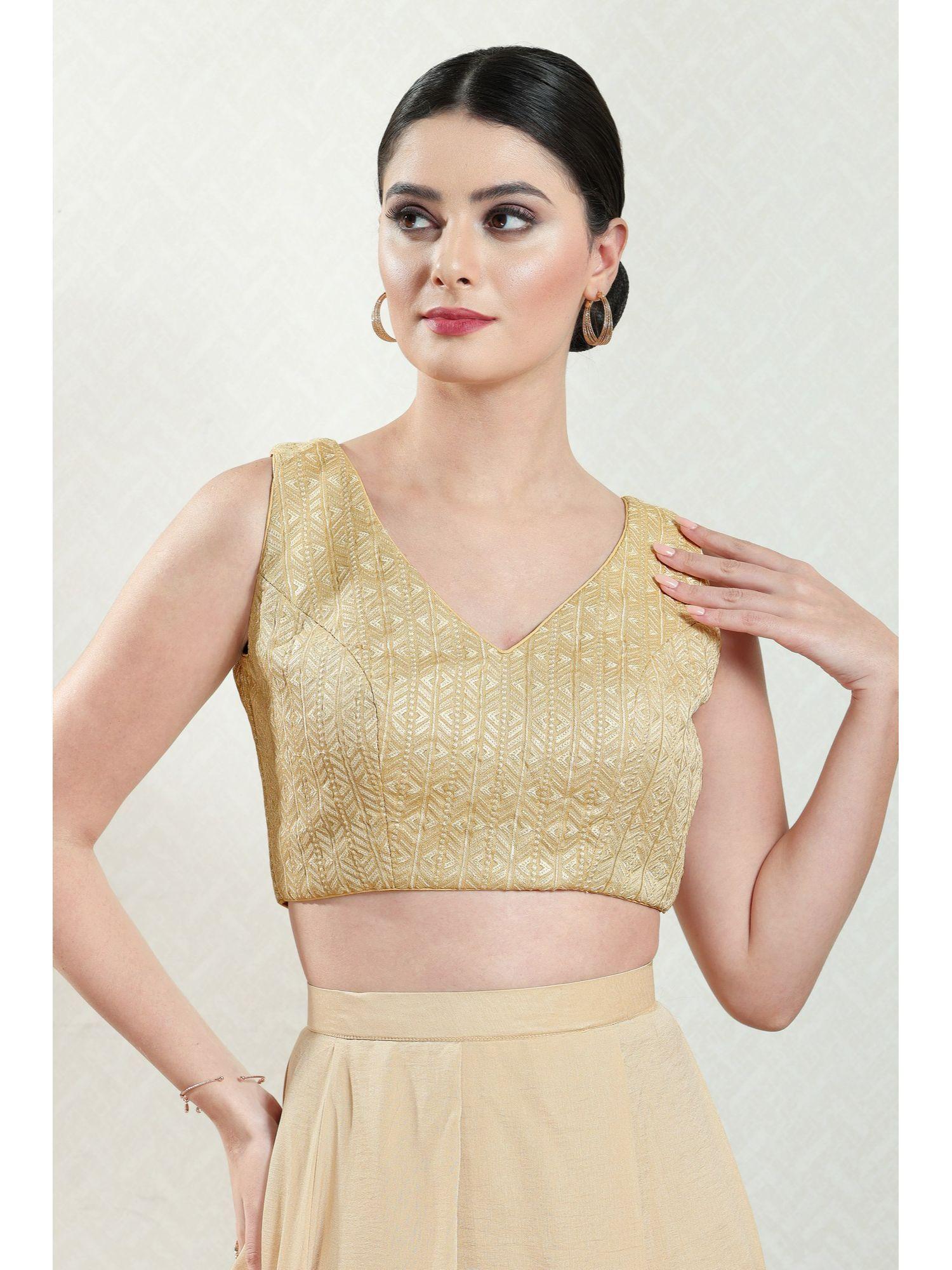 womens gold embroidered saree blouse