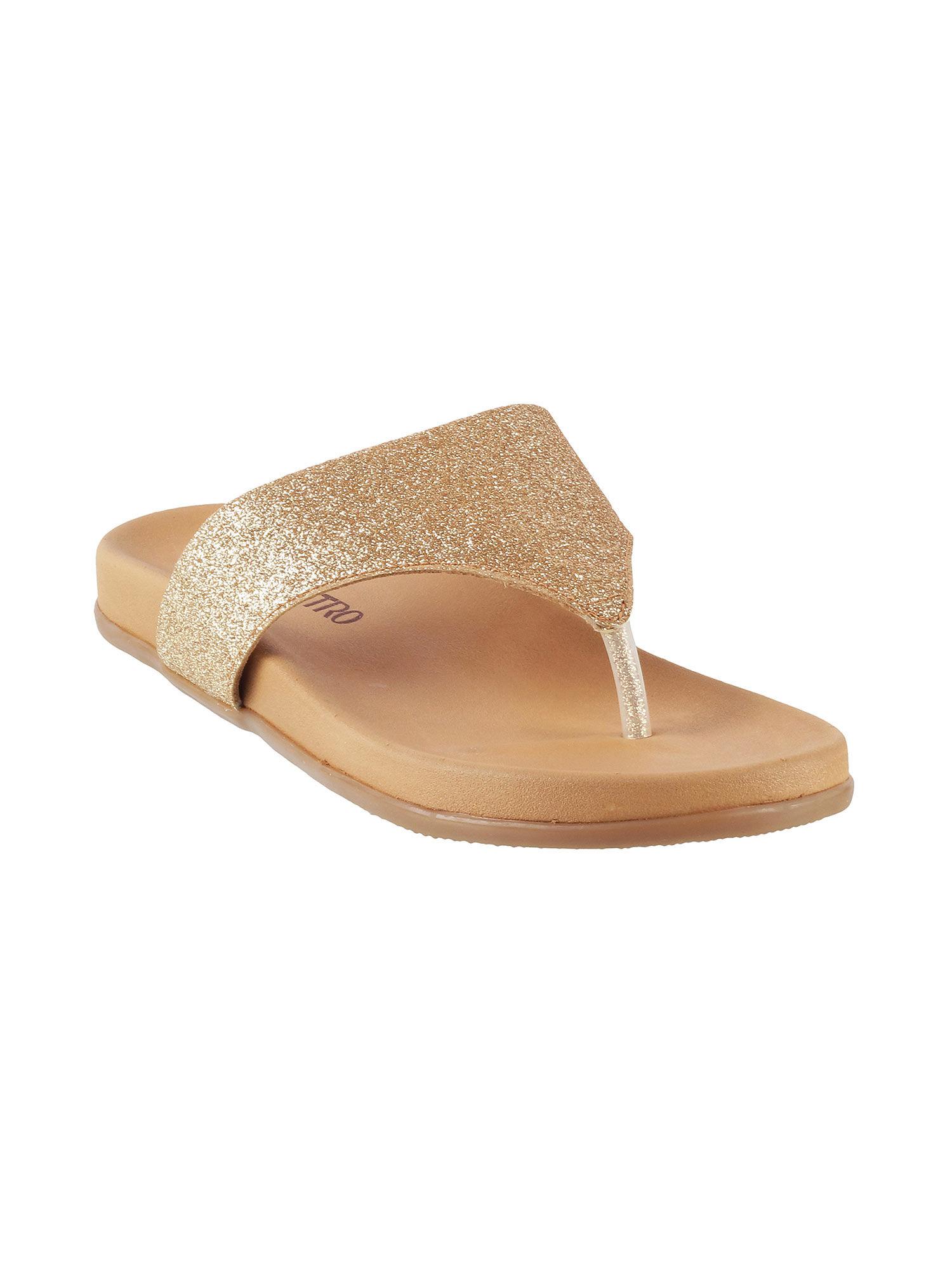 womens gold flat chappalsmetro gold solid plain flats