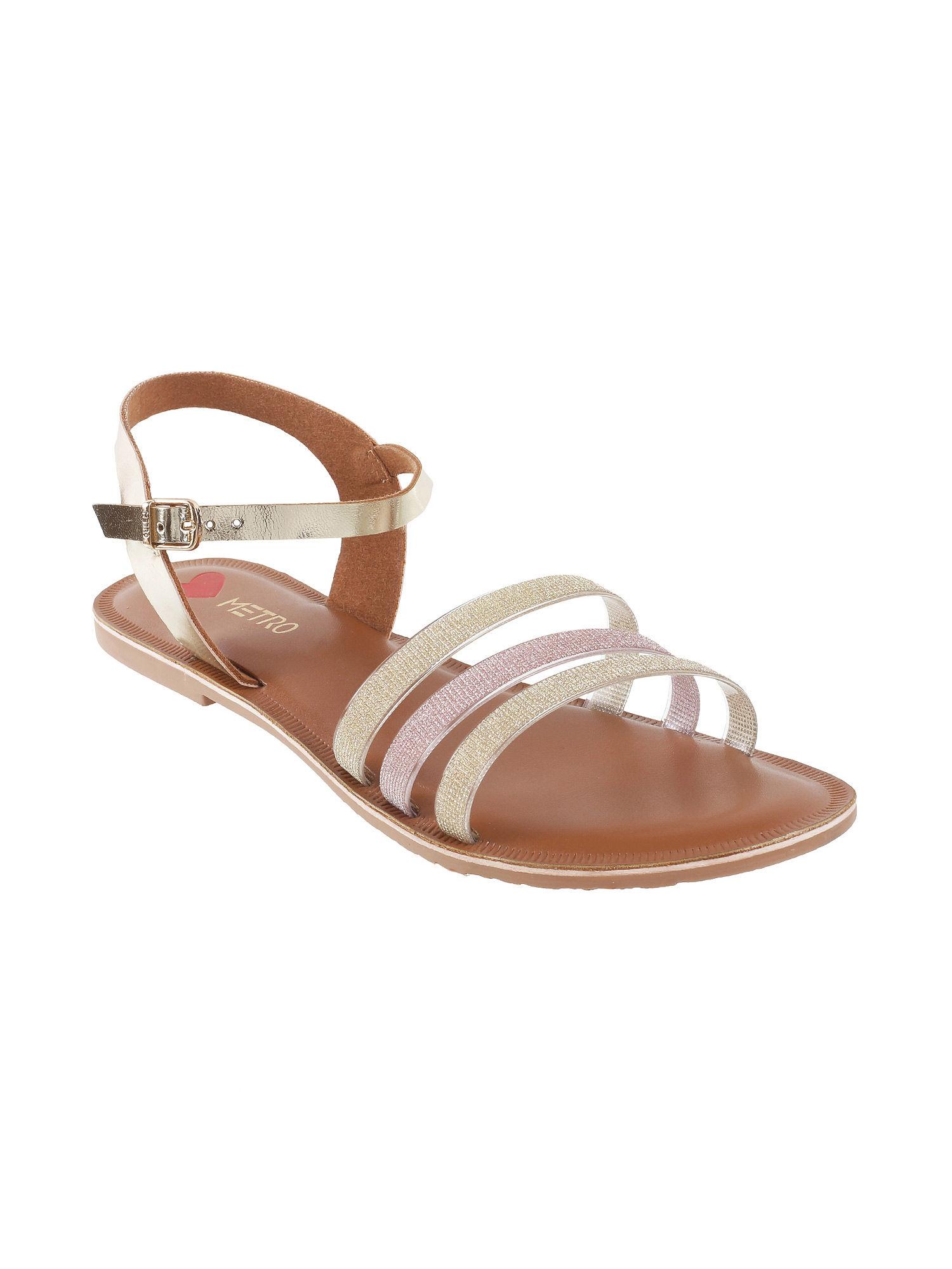 womens gold flat sandalsmetro gold solid sandals