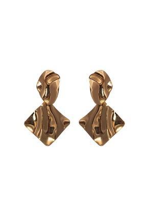 womens gold ripple drop earrings 2086 - yellow