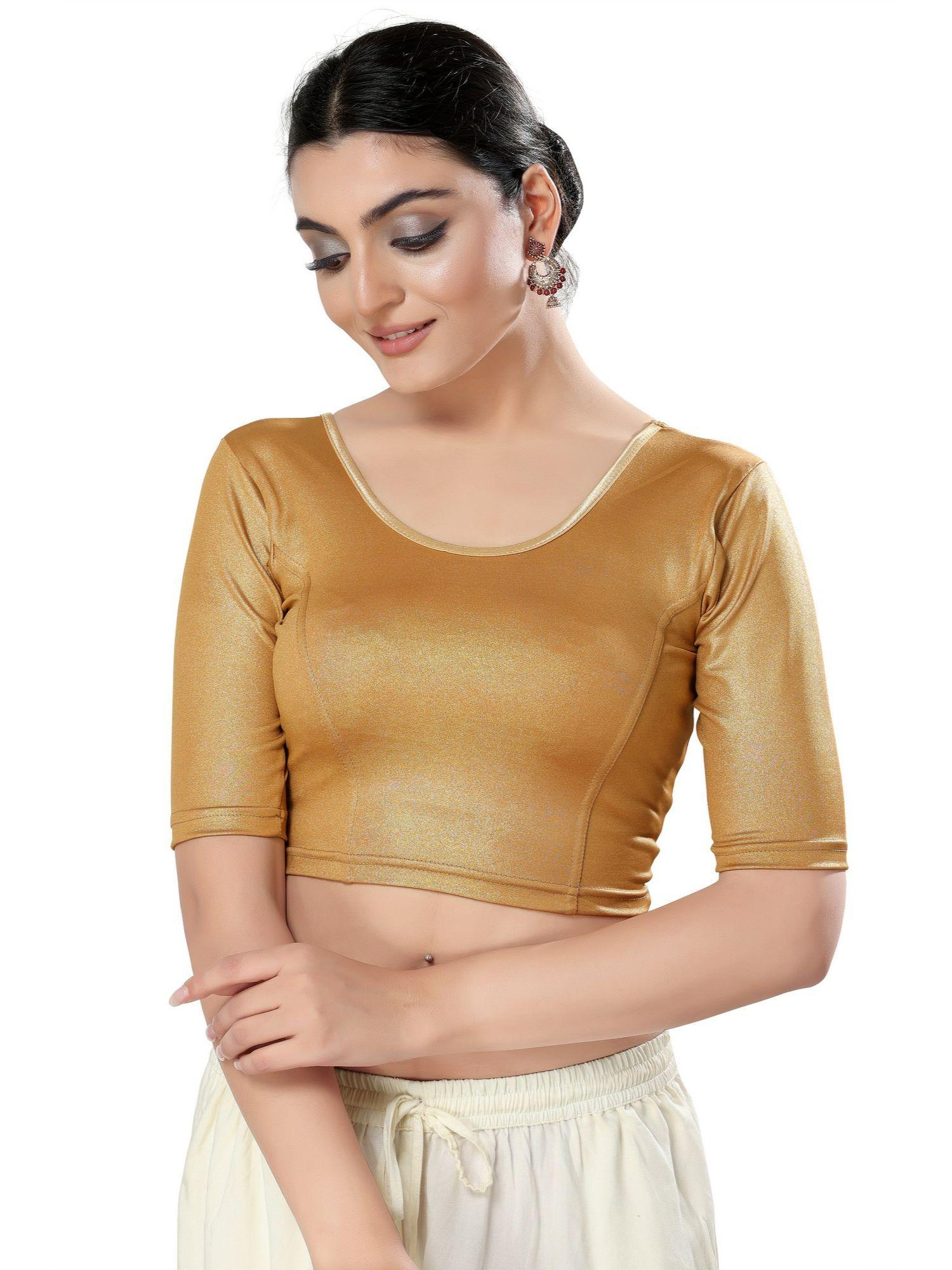 womens gold solid stretchable saree blouse