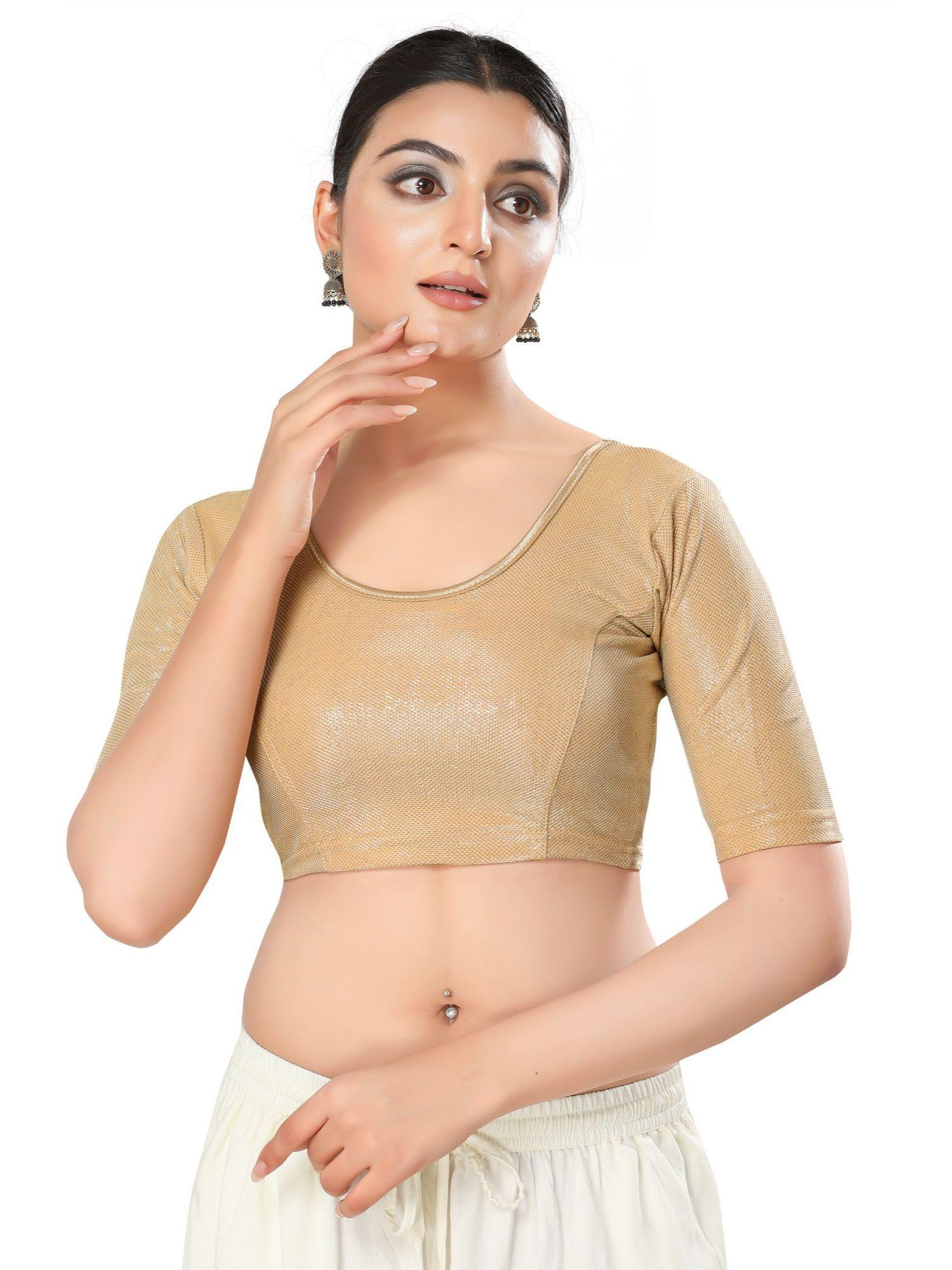 womens gold solid stretchable saree blouse