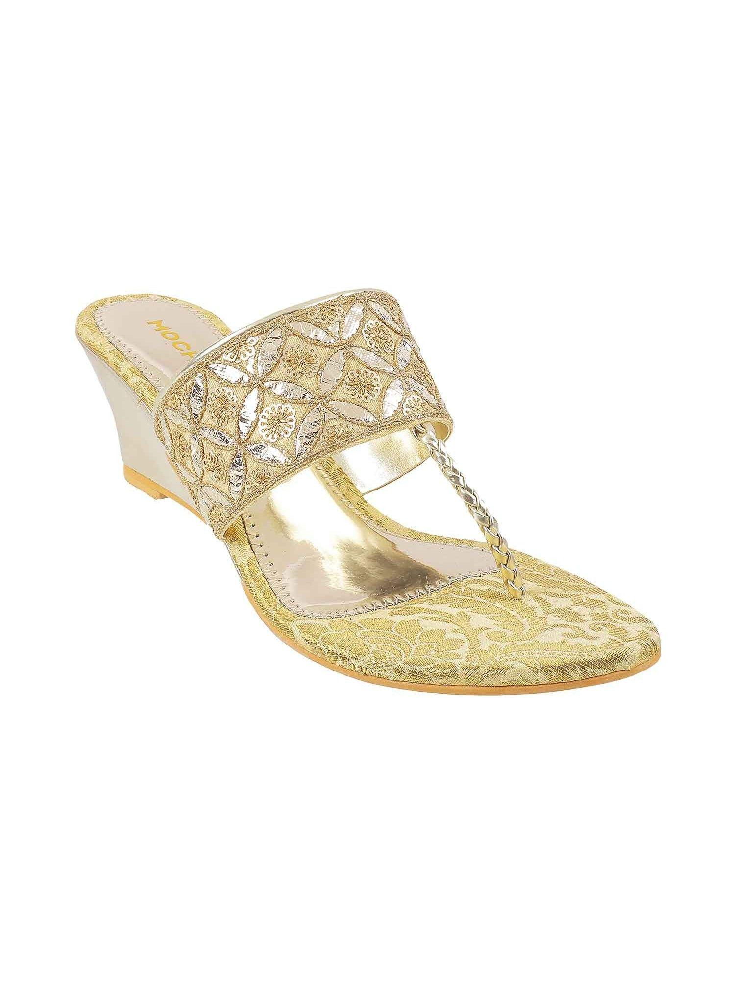 womens gold wedges heelsmochi women embellished gold wedges