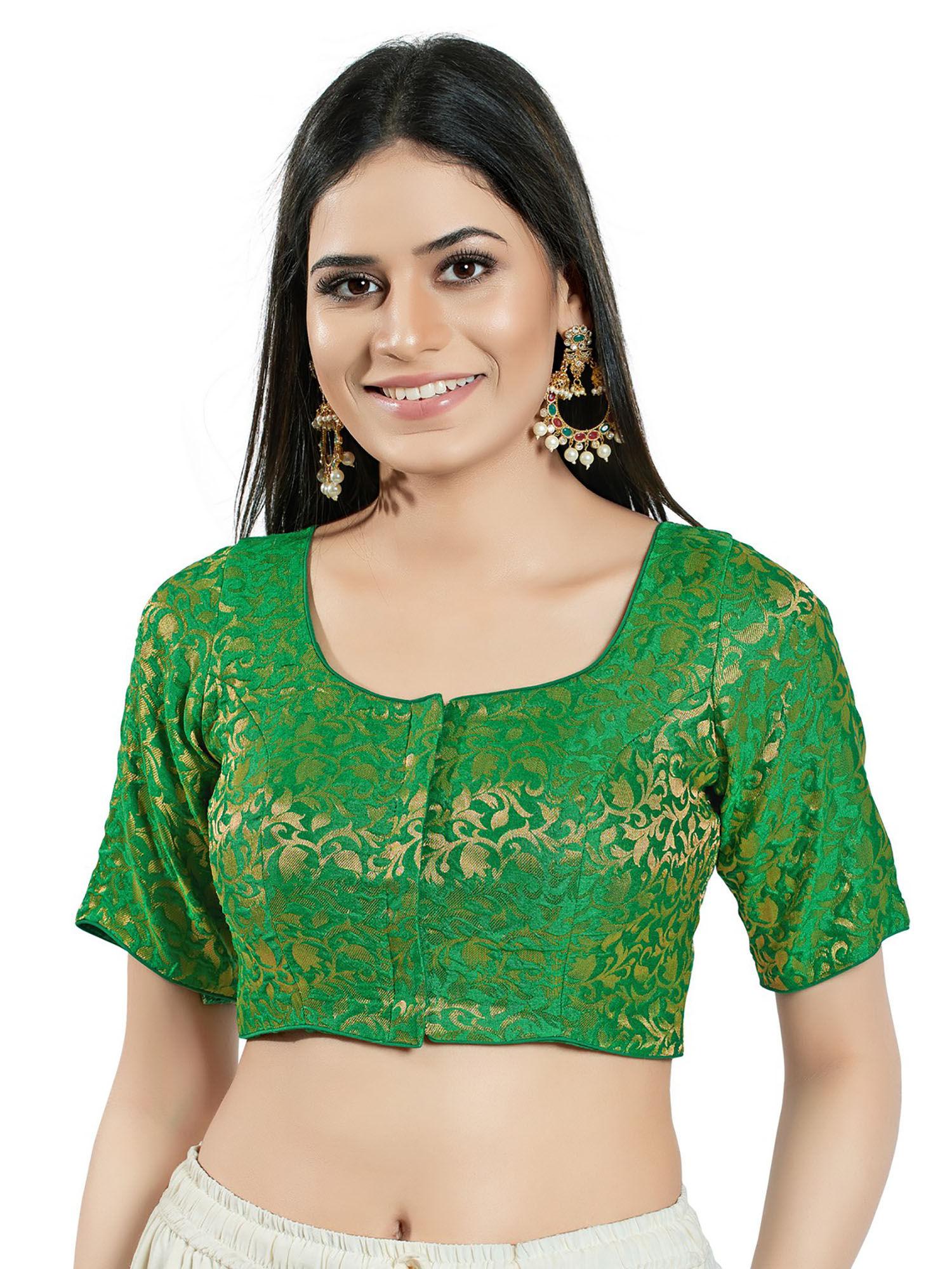 womens green brocade stitched blouse